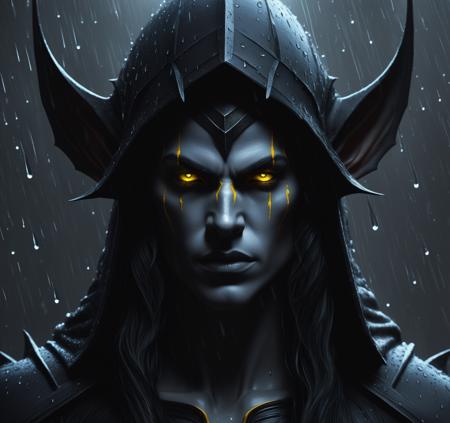 09946-3974397931-dark elf during a thundertstorm, heavy rain, large droplets, highly detailed, Life like, glowing yellow eyes, photo realistic, p.png